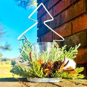 *Tree Candleholder with Christmas Greenery